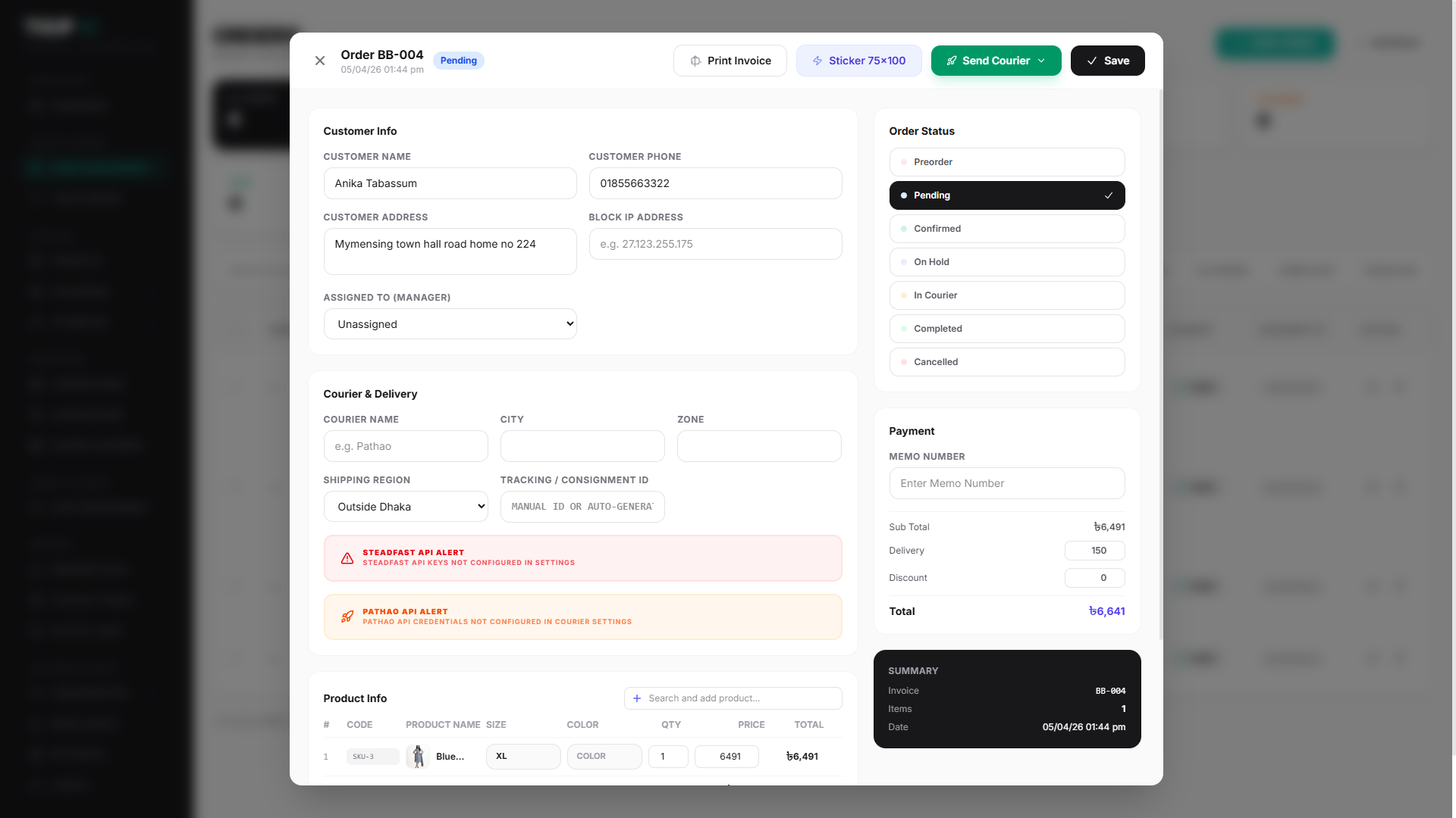 MindX order details and payment workspace