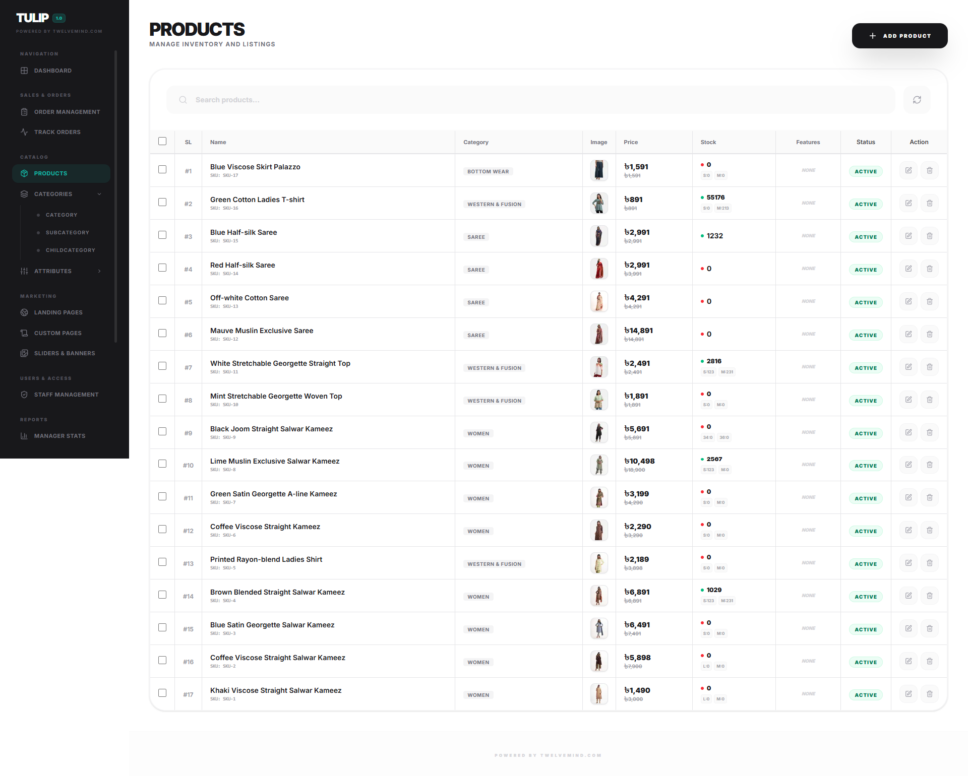 MindX products upload and catalog management dashboard