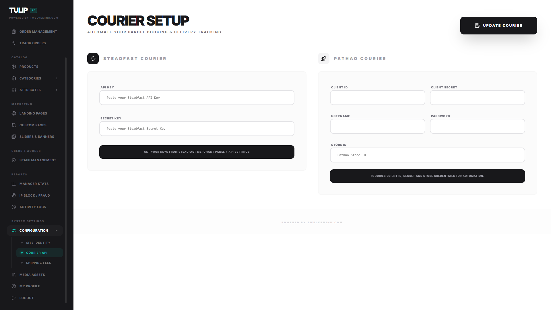MindX Steadfast and Pathao courier API setup
